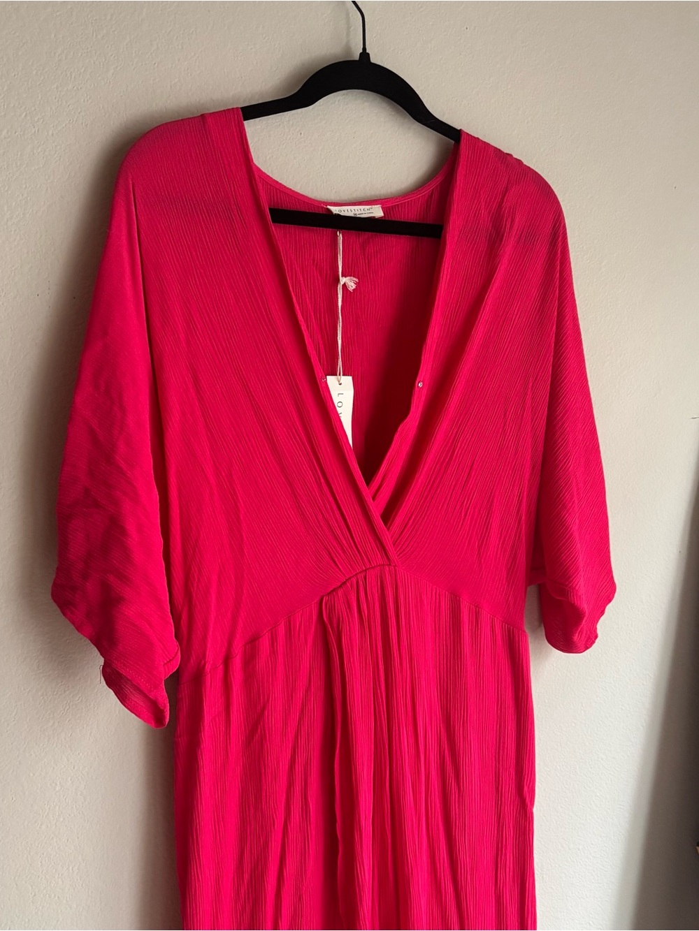 NWT Lovestitch Medium Hot Pink Knot Front Maxi Dress Boho Gauze - Picture 5 of 11